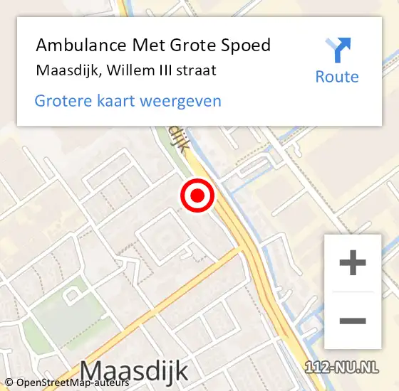 Locatie op kaart van de 112 melding: Ambulance Met Grote Spoed Naar Maasdijk, Willem III straat op 10 februari 2018 09:05