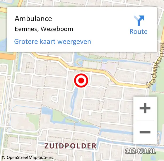 Locatie op kaart van de 112 melding: Ambulance Eemnes, Wezeboom op 10 februari 2018 09:47