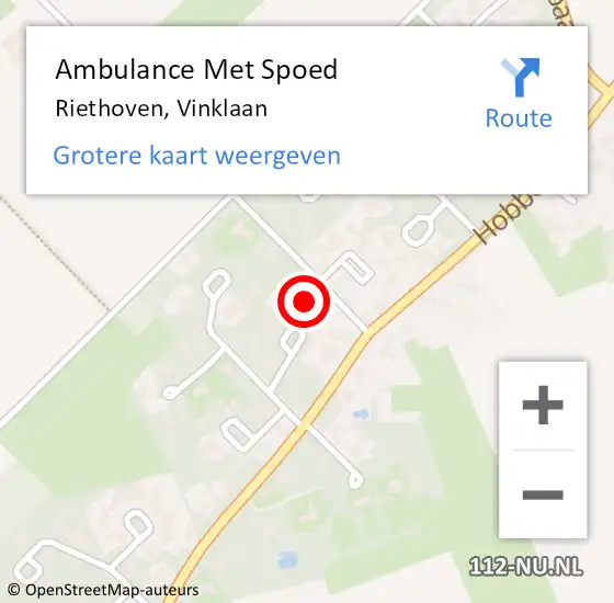 Locatie op kaart van de 112 melding: Ambulance Met Spoed Naar Riethoven, Vinklaan op 10 februari 2018 09:58