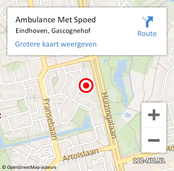 Locatie op kaart van de 112 melding: Ambulance Met Spoed Naar Eindhoven, Gascognehof op 10 februari 2018 10:26