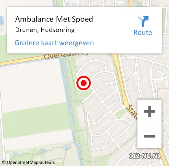 Locatie op kaart van de 112 melding: Ambulance Met Spoed Naar Drunen, Hudsonring op 10 februari 2018 10:32