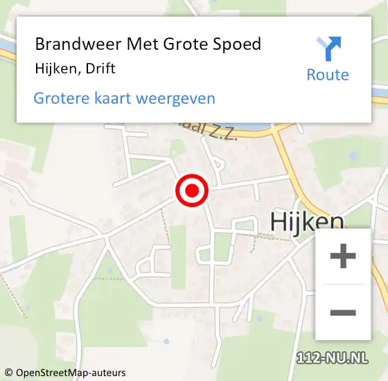 Locatie op kaart van de 112 melding: Brandweer Met Grote Spoed Naar Hijken, Drift op 10 februari 2018 10:38