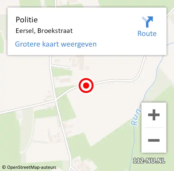 Locatie op kaart van de 112 melding: Politie Eersel, Broekstraat op 10 februari 2018 10:50