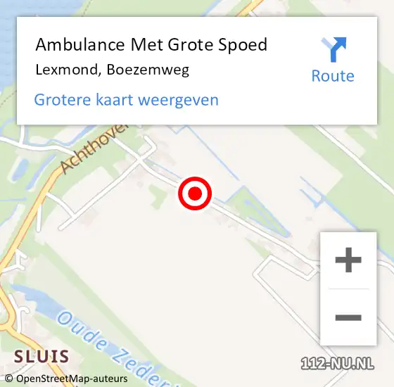 Locatie op kaart van de 112 melding: Ambulance Met Grote Spoed Naar Lexmond, Boezemweg op 10 februari 2018 11:04