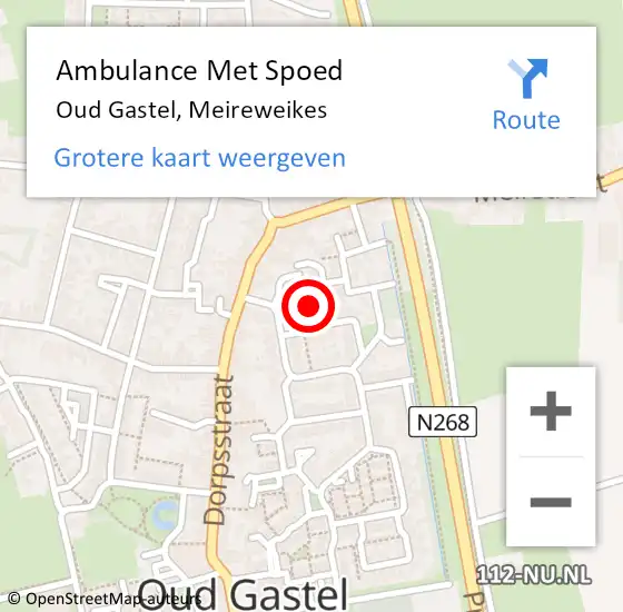 Locatie op kaart van de 112 melding: Ambulance Met Spoed Naar Oud Gastel, Meireweikes op 10 februari 2018 11:29