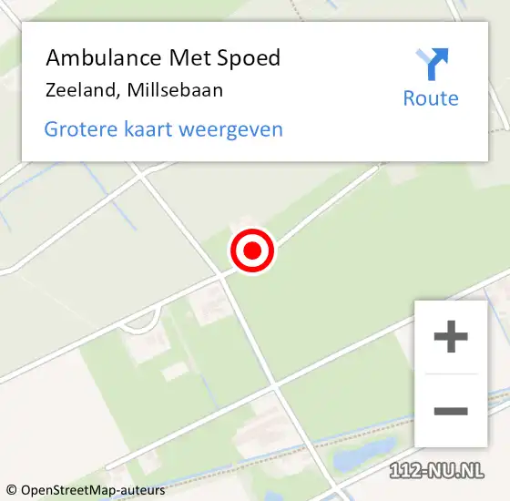 Locatie op kaart van de 112 melding: Ambulance Met Spoed Naar Zeeland, Millsebaan op 10 februari 2018 11:30