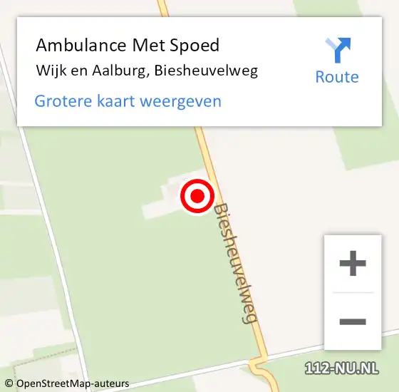 Locatie op kaart van de 112 melding: Ambulance Met Spoed Naar Wijk en Aalburg, Biesheuvelweg op 10 februari 2018 11:45