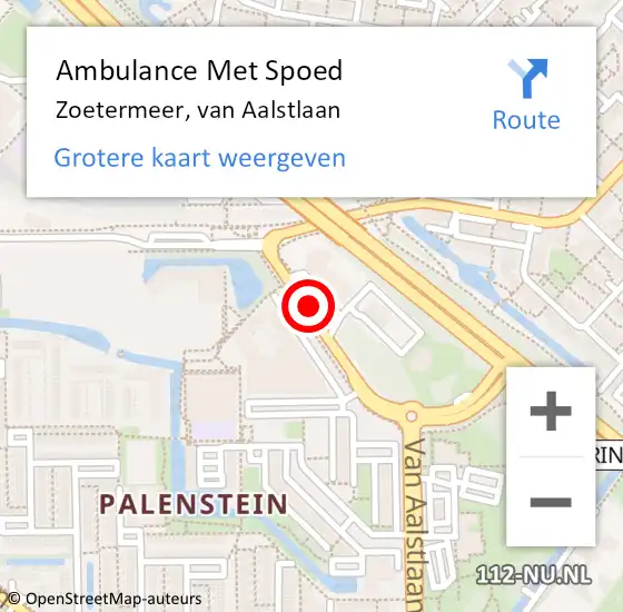 Locatie op kaart van de 112 melding: Ambulance Met Spoed Naar Zoetermeer, van Aalstlaan op 10 februari 2018 11:51