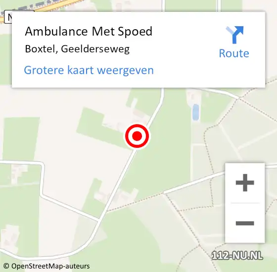 Locatie op kaart van de 112 melding: Ambulance Met Spoed Naar Boxtel, Geelderseweg op 10 februari 2018 12:00