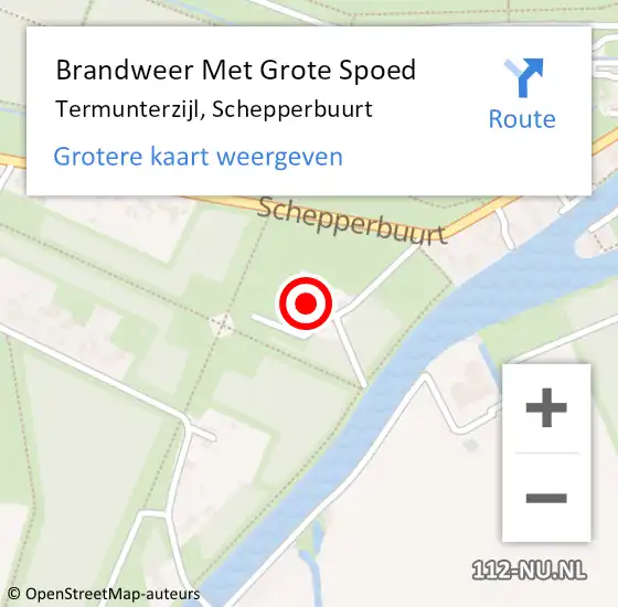 Locatie op kaart van de 112 melding: Brandweer Met Grote Spoed Naar Termunterzijl, Schepperbuurt op 10 februari 2018 12:26