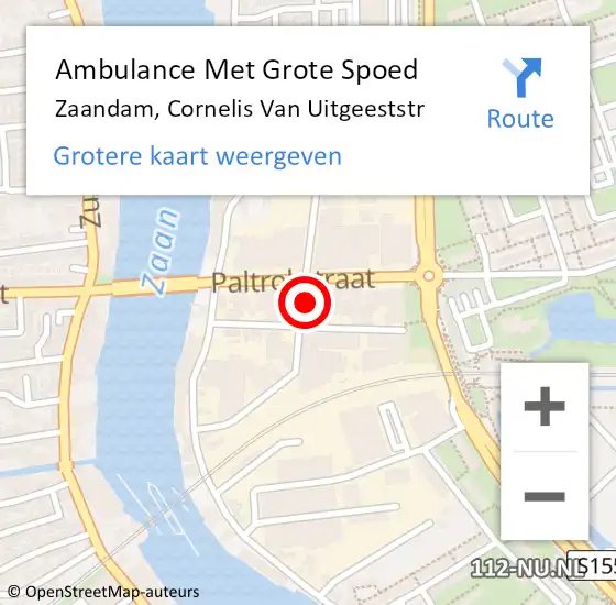 Locatie op kaart van de 112 melding: Ambulance Met Grote Spoed Naar Zaandam, Cornelis Van Uitgeeststr op 10 februari 2018 12:31
