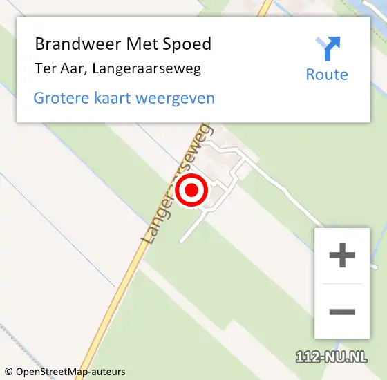 Locatie op kaart van de 112 melding: Brandweer Met Spoed Naar Ter Aar, Langeraarseweg op 22 september 2013 16:18