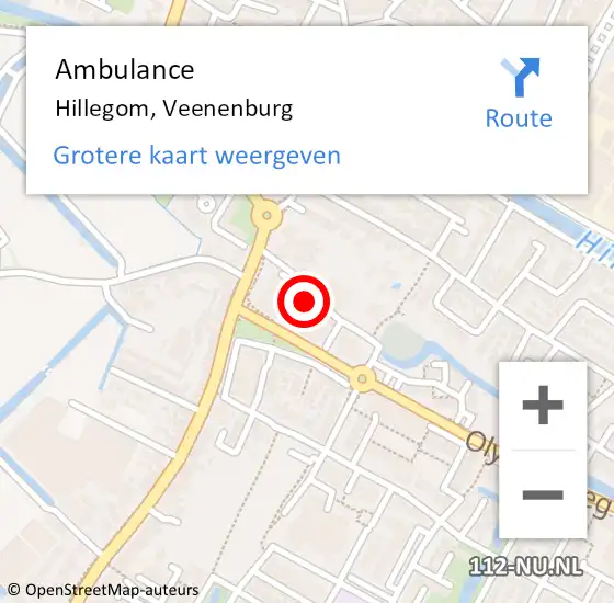 Locatie op kaart van de 112 melding: Ambulance Hillegom, Veenenburg op 10 februari 2018 12:46