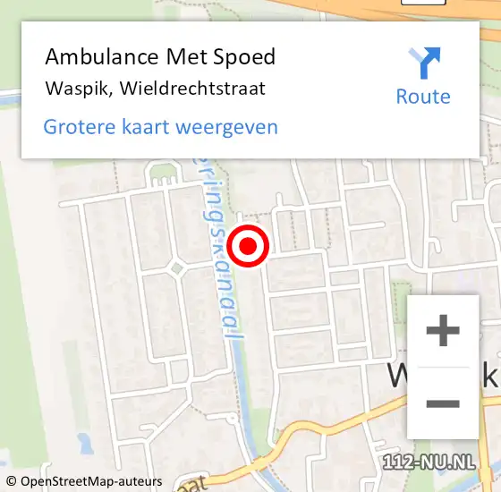 Locatie op kaart van de 112 melding: Ambulance Met Spoed Naar Waspik, Wieldrechtstraat op 10 februari 2018 13:26