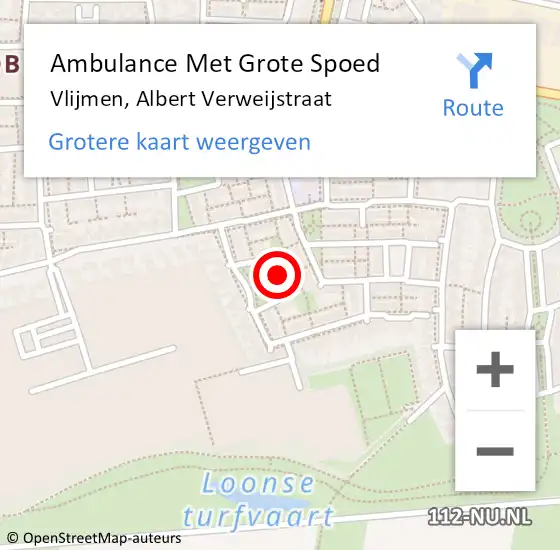 Locatie op kaart van de 112 melding: Ambulance Met Grote Spoed Naar Vlijmen, Albert Verweijstraat op 10 februari 2018 13:50