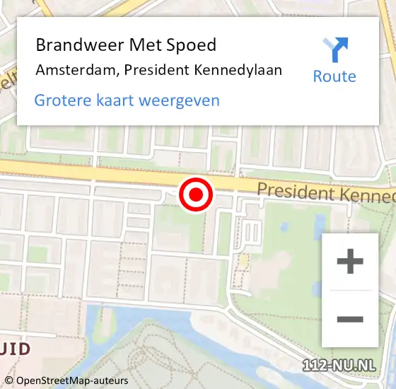 Locatie op kaart van de 112 melding: Brandweer Met Spoed Naar Amsterdam, President Kennedylaan op 10 februari 2018 13:56
