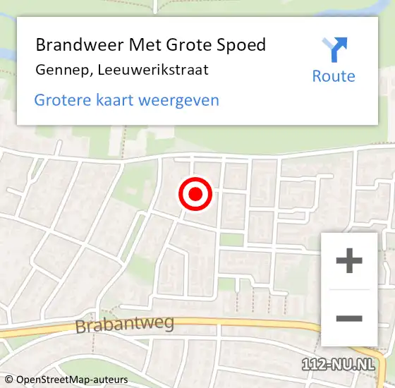 Locatie op kaart van de 112 melding: Brandweer Met Grote Spoed Naar Gennep, Leeuwerikstraat op 10 februari 2018 14:36