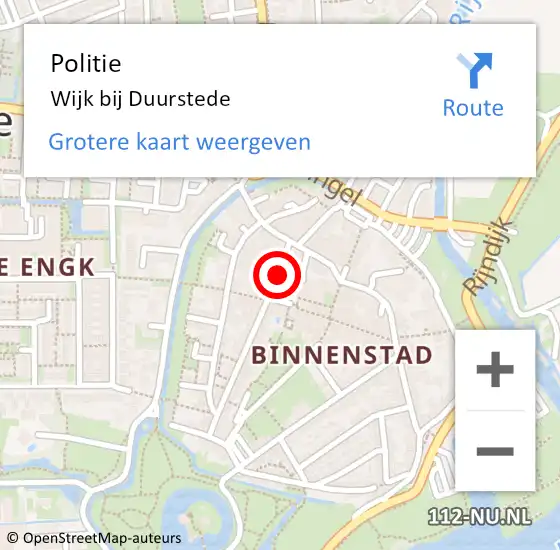 Locatie op kaart van de 112 melding: Politie Wijk bij Duurstede op 10 februari 2018 14:41