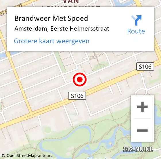 Locatie op kaart van de 112 melding: Brandweer Met Spoed Naar Amsterdam, Eerste Helmersstraat op 10 februari 2018 14:49