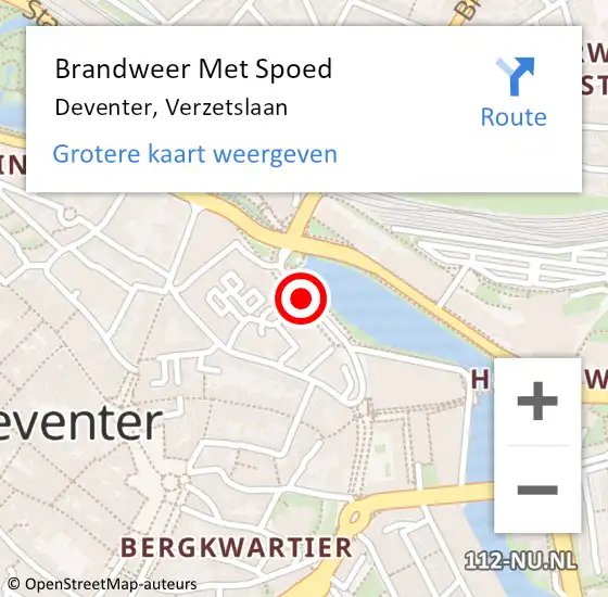 Locatie op kaart van de 112 melding: Brandweer Met Spoed Naar Deventer, Verzetslaan op 10 februari 2018 15:08