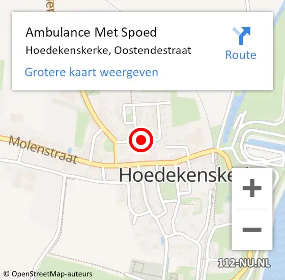 Locatie op kaart van de 112 melding: Ambulance Met Spoed Naar Hoedekenskerke, Oostendestraat op 10 februari 2018 15:14