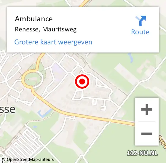 Locatie op kaart van de 112 melding: Ambulance Renesse, Mauritsweg op 10 februari 2018 15:18