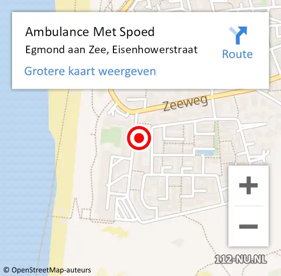 Locatie op kaart van de 112 melding: Ambulance Met Spoed Naar Egmond aan Zee, Eisenhowerstraat op 10 februari 2018 15:29