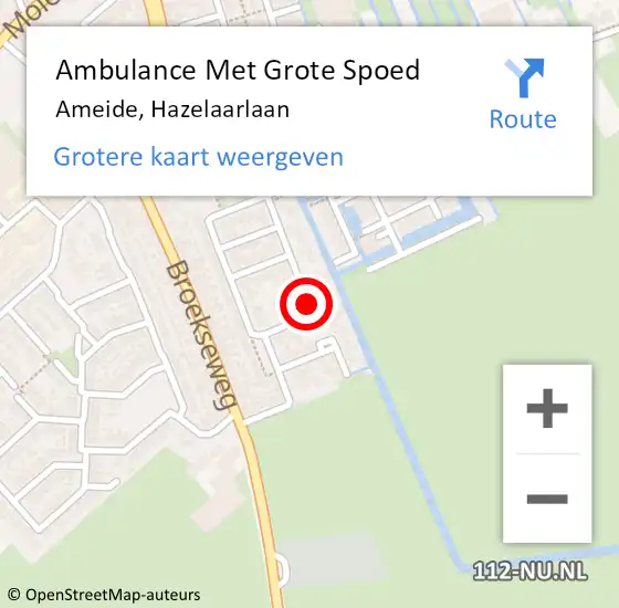 Locatie op kaart van de 112 melding: Ambulance Met Grote Spoed Naar Ameide, Hazelaarlaan op 10 februari 2018 16:00