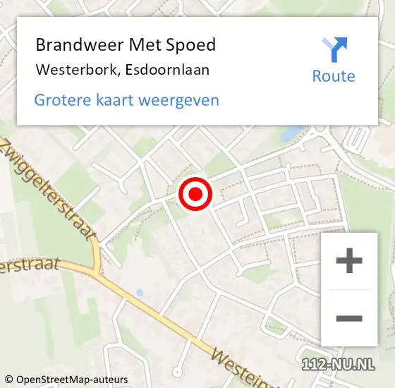 Locatie op kaart van de 112 melding: Brandweer Met Spoed Naar Westerbork, Esdoornlaan op 10 februari 2018 17:23