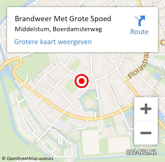 Locatie op kaart van de 112 melding: Brandweer Met Grote Spoed Naar Middelstum, Boerdamsterweg op 10 februari 2018 17:30