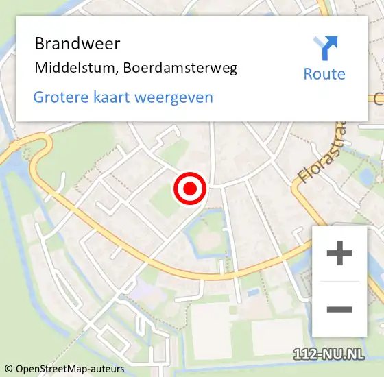 Locatie op kaart van de 112 melding: Brandweer Middelstum, Boerdamsterweg op 10 februari 2018 17:32