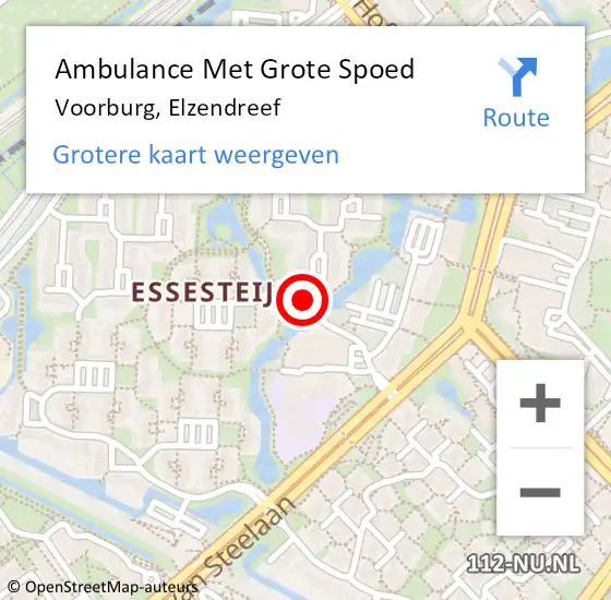 Locatie op kaart van de 112 melding: Ambulance Met Grote Spoed Naar Voorburg, Elzendreef op 10 februari 2018 17:45