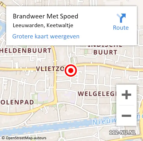 Locatie op kaart van de 112 melding: Brandweer Met Spoed Naar Leeuwarden, Keetwaltje op 15 februari 2014 19:32