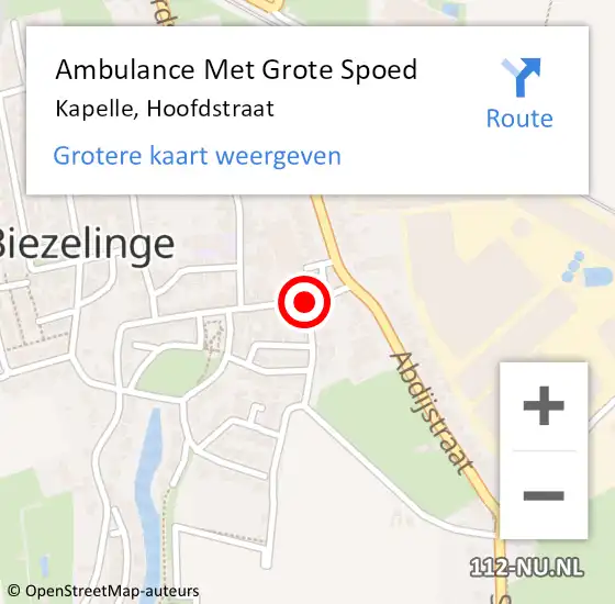 Locatie op kaart van de 112 melding: Ambulance Met Grote Spoed Naar Kapelle, Hoofdstraat op 10 februari 2018 18:03