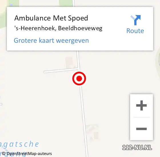 Locatie op kaart van de 112 melding: Ambulance Met Spoed Naar 's-Heerenhoek, Beeldhoeveweg op 10 februari 2018 18:13