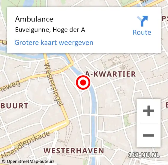 Locatie op kaart van de 112 melding: Ambulance Euvelgunne, Hoge der A op 10 februari 2018 18:24
