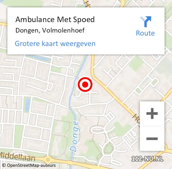 Locatie op kaart van de 112 melding: Ambulance Met Spoed Naar Dongen, Volmolenhoef op 10 februari 2018 18:41