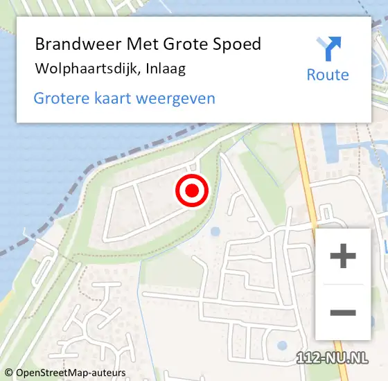 Locatie op kaart van de 112 melding: Brandweer Met Grote Spoed Naar Wolphaartsdijk, Inlaag op 10 februari 2018 18:43