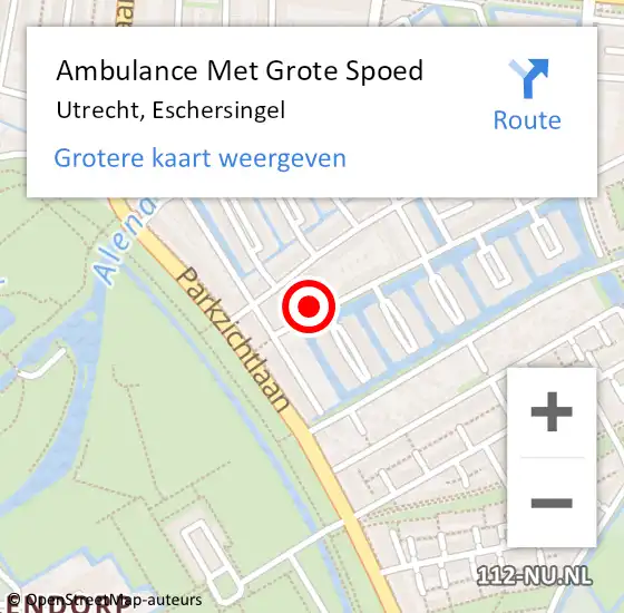 Locatie op kaart van de 112 melding: Ambulance Met Grote Spoed Naar Utrecht, Eschersingel op 10 februari 2018 19:14