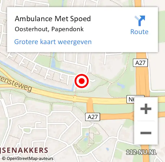 Locatie op kaart van de 112 melding: Ambulance Met Spoed Naar Oosterhout, Papendonk op 10 februari 2018 19:25