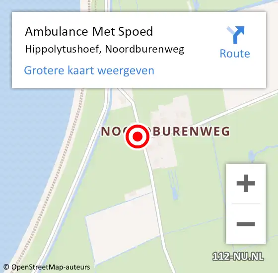 Locatie op kaart van de 112 melding: Ambulance Met Spoed Naar Hippolytushoef, Noordburenweg op 10 februari 2018 19:40