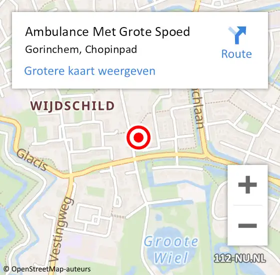 Locatie op kaart van de 112 melding: Ambulance Met Grote Spoed Naar Gorinchem, Chopinpad op 10 februari 2018 19:57