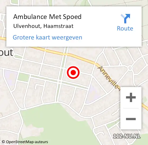 Locatie op kaart van de 112 melding: Ambulance Met Spoed Naar Ulvenhout, Haamstraat op 10 februari 2018 19:58