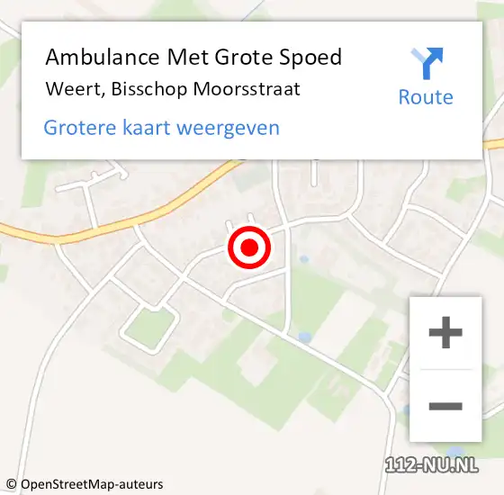 Locatie op kaart van de 112 melding: Ambulance Met Grote Spoed Naar Weert, Bisschop Moorsstraat op 15 februari 2014 19:39