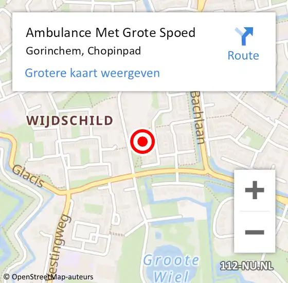 Locatie op kaart van de 112 melding: Ambulance Met Grote Spoed Naar Gorinchem, Chopinpad op 10 februari 2018 19:59