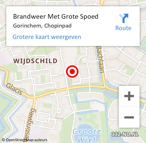 Locatie op kaart van de 112 melding: Brandweer Met Grote Spoed Naar Gorinchem, Chopinpad op 10 februari 2018 20:28