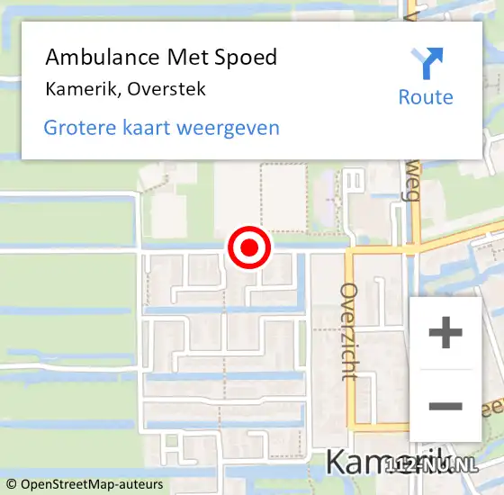 Locatie op kaart van de 112 melding: Ambulance Met Spoed Naar Kamerik, Overstek op 10 februari 2018 20:55