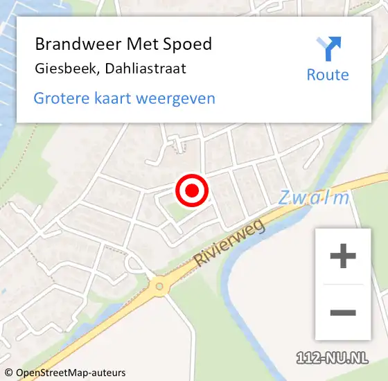 Locatie op kaart van de 112 melding: Brandweer Met Spoed Naar Giesbeek, Dahliastraat op 10 februari 2018 20:57