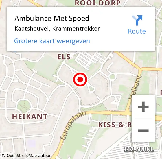 Locatie op kaart van de 112 melding: Ambulance Met Spoed Naar Kaatsheuvel, Krammentrekker op 10 februari 2018 21:45