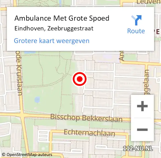 Locatie op kaart van de 112 melding: Ambulance Met Grote Spoed Naar Eindhoven, Zeebruggestraat op 10 februari 2018 21:51